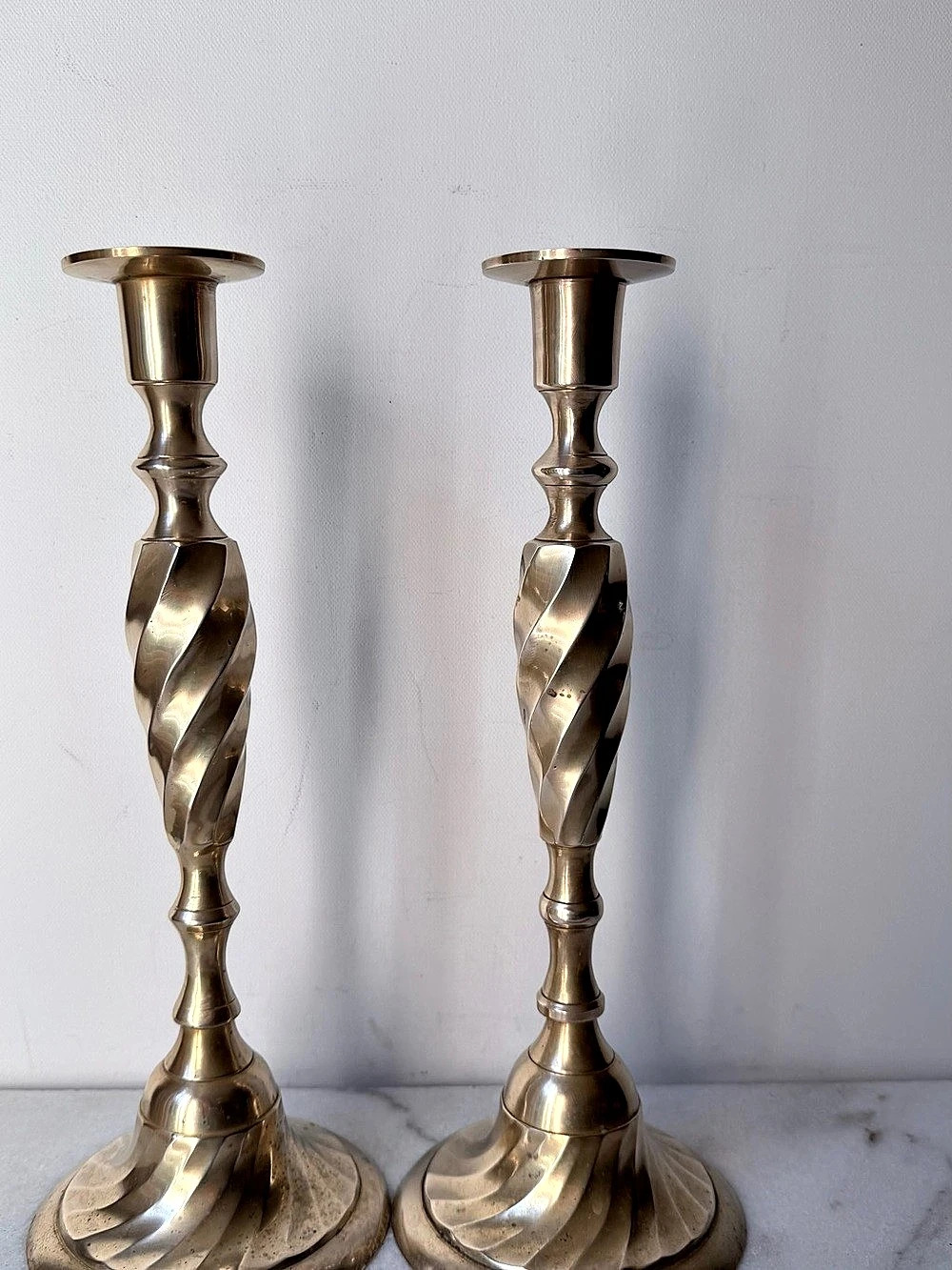 Gold-Tone Spiral Candlestick Pair
